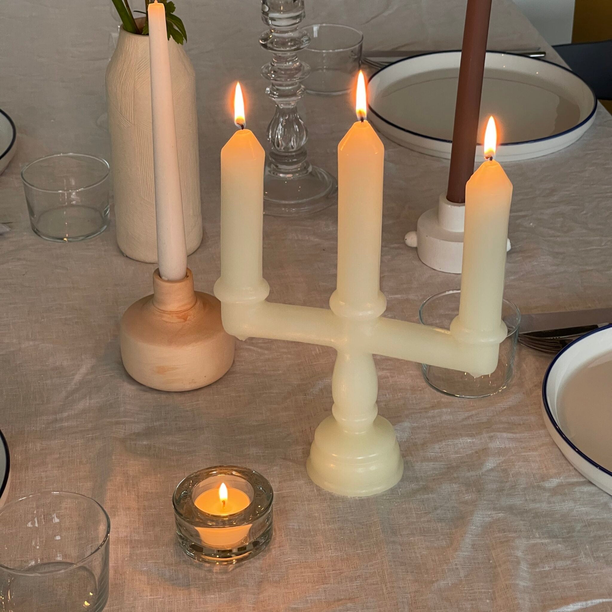נר קישוט דקורטיבי- 3 קנים