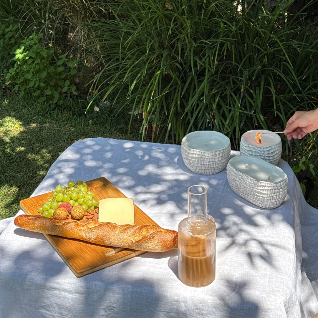 נר ציטרונלה בטון לבן ריקועים
