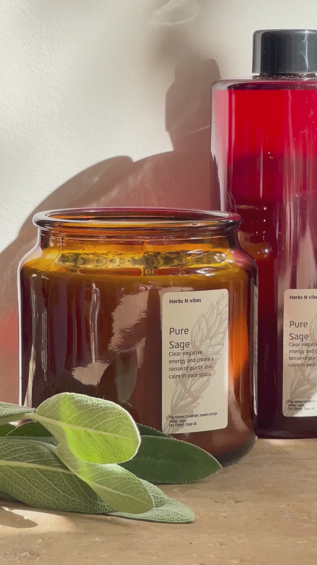 טעינת וידאו: Herbs N Vibes נר ריחני בניחוח Pure Sage