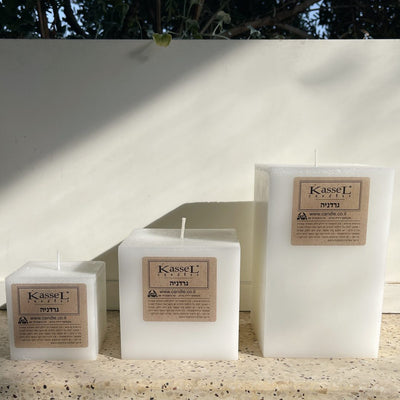 נר ריחני יצוק קסל- מרובע- 9X9X9 ס"מ