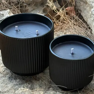 נר ציטרונלה שחור פסים